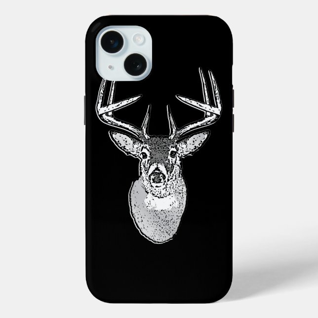 Coques Case-Mate iPhone Buck on Black White Tail Deer (Verso)