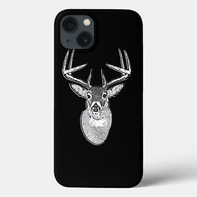 Coques Case-Mate iPhone Buck on Black  White Tail Deer (Verso)