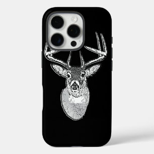 Coques iPhone 16 Pro Buck on Black White Tail Deer