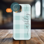 Coque Case-Mate iPhone Buffalo Plaid Check Calligraphie PEUT modifier la<br><div class="desc">Un design de ferme moderne avec une police de caractères manuscrite et un motif en vichy. Ajoutez votre nom ou supprimez le texte pour un look tendance et populaire.</div>