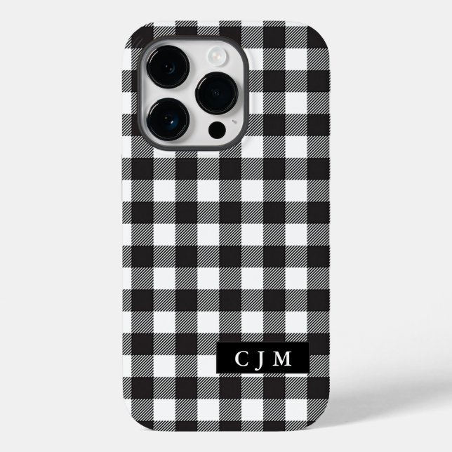 Coques Case-Mate iPhone Buffalo Plaid Motif vérifié Monogrammed Simple (Verso)