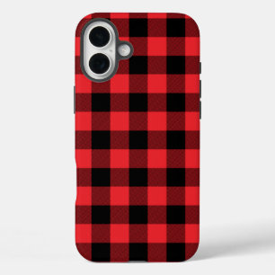 Coque Pour iPhone 16 Plus Buffalo Plaid Red Black Check