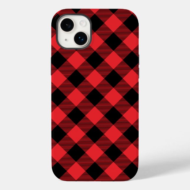Coques Case-Mate iPhone Buffalo Plaid Red Black Check (Verso)