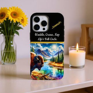 Coque iPhone 16 Pro Max Buffle majestueux au bord d'une rivière Serene Mou
