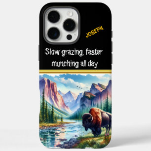 Coque iPhone 16 Pro Max Buffle majestueux par un ruisseau Serene Mountain