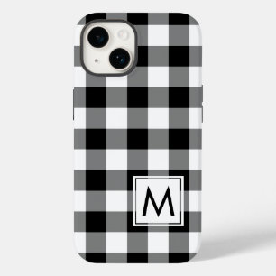 Coque Case-Mate iPhone Buffle noir et blanc plaqué avec Monogramme
