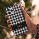 Coque Case-Mate iPhone Buffle noir et blanc plaqué personnalisé<br><div class="desc">Buffalo noir et blanc Plaid Personnalisé Coque-Mate iPhone 14 Coque</div>