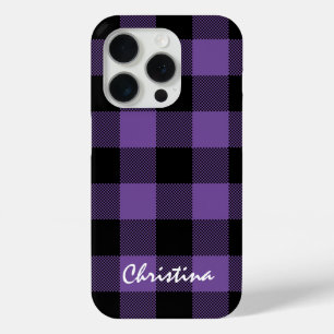 Coque Case-Mate iPhone Buffle violet et noir Plaid personnalisé