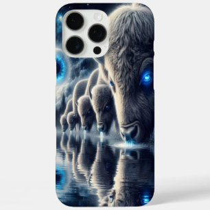 Coque iPhone 16 Pro Max Buffles célestes dans un paysage étoilé mystique