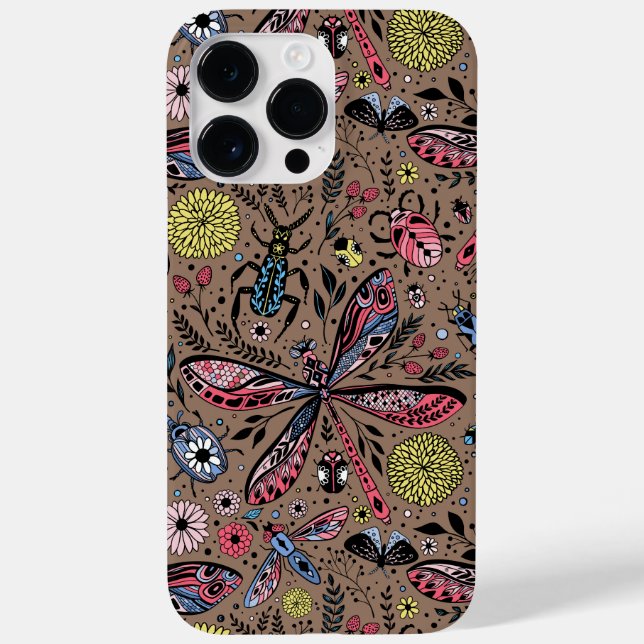 Coques Case-Mate iPhone Bugs de Doodle sur mocha brown (Verso)