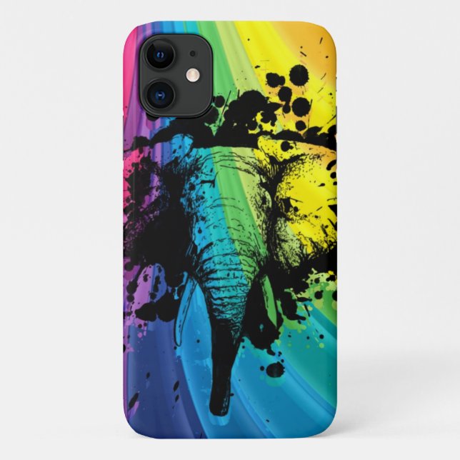 Coques Case-Mate iPhone Bull Elephant sur arc-en-ciel Tourbillonnant (Dos)