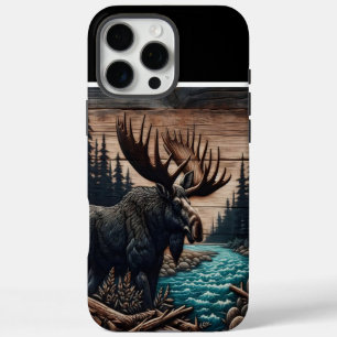 Coque iPhone 16 Pro Max Bull Moose Wood Carving