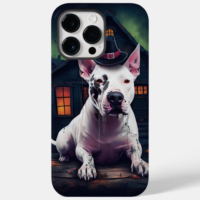 Coques Case-Mate iPhone Bull Terrier Citrouille Halloween effroi (Verso)