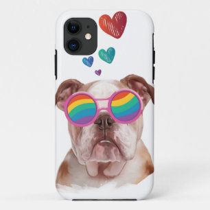 Case-Mate iPhone Case Bulldog anglais avec des coeurs Saint-Valentin