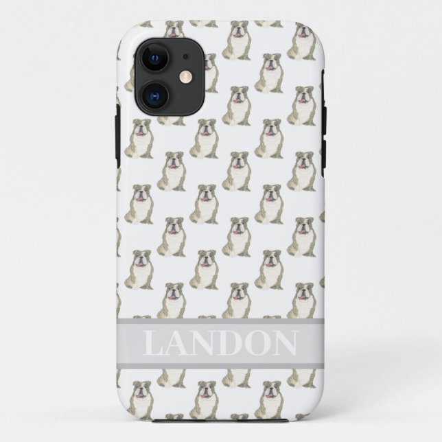 Coques Case-Mate iPhone Bulldog anglais personnalisé (Brindle) (Dos)