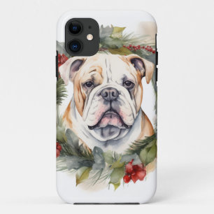 Case-Mate iPhone Case Bulldog Christmas Wreath Festive Pup