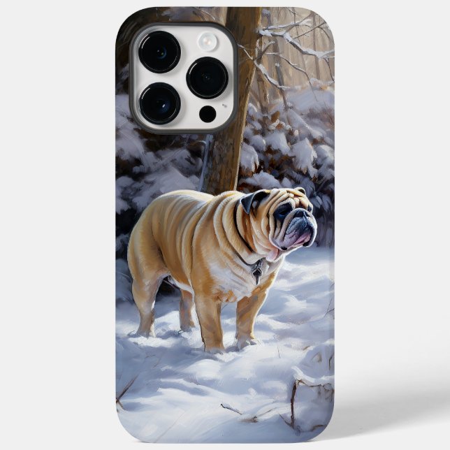 Coques Case-Mate iPhone Bulldog Qu'Il Neige Noël Brossé (Verso)