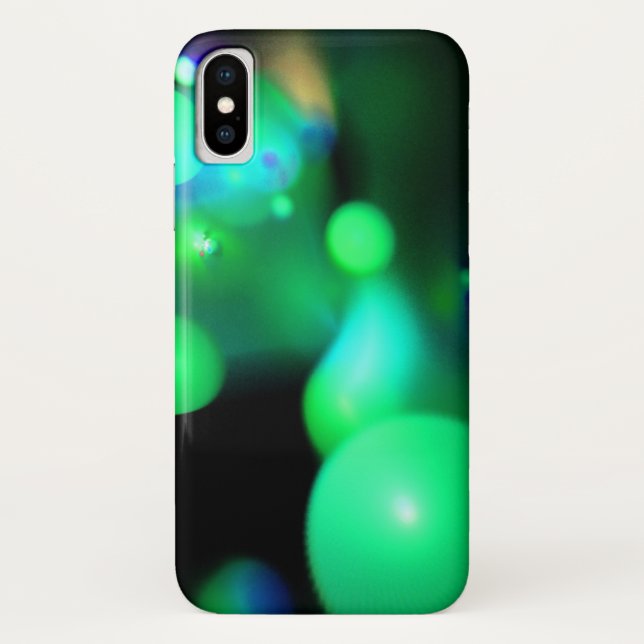 Coques Case-Mate iPhone BULLES DE FRACTAL VERT BLEU turquoise EN NOIR (Dos)
