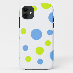 Coque iPhone 11 Bulles Jaunes Bleues Funky Heureuses