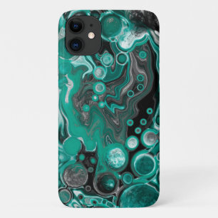 Case-Mate iPhone Case Bulles turquoises et noires Cellules d'art fluides