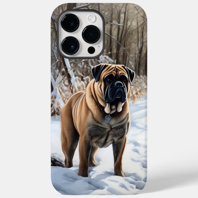 Coques Case-Mate iPhone Bullmastiff Qu'il neige Noël (Verso)