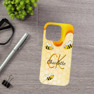 Coque iPhone 16 Pro Bumble abeilles miel nid d'abeille goutte de miel