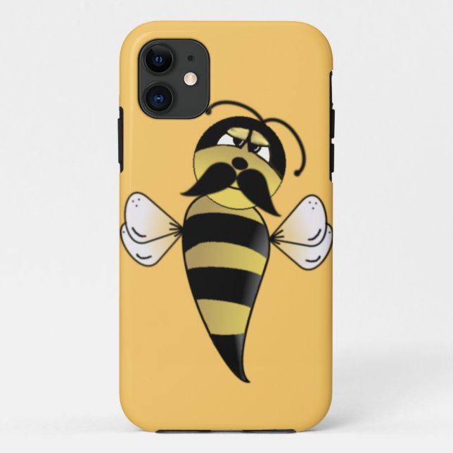 Coques Case-Mate iPhone Bumble Bee with Mustache (Dos)