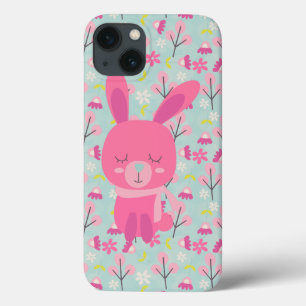Coques Pour iPhone Bunnies et fleurs roses