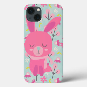Coques Pour iPhone Bunnies et fleurs roses