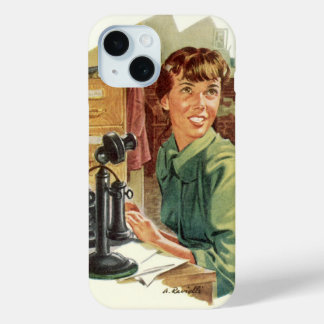 Coque Pour iPhone 15 Bureau d'entreprise vintage, PDG patron et secréta