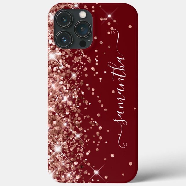 Coques Case-Mate iPhone Burgundy et Rose Gold Parties scintillant Girl Sig (Verso)