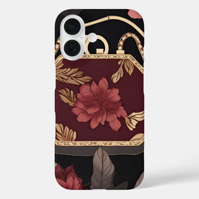 Coques Case-Mate iPhone Burgundy Gold AI art  (Verso)