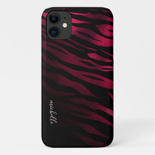 Case-Mate iPhone Case Burgundy Tiger Stripes Personnalisé Monogramme