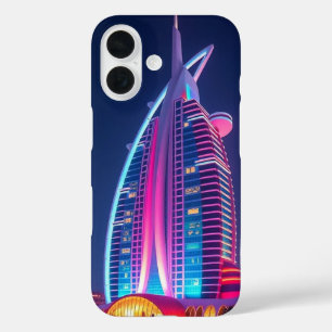 Coque Pour iPhone 16 Burj Al Arab Night View Icone Dubaï Skyline Mobi