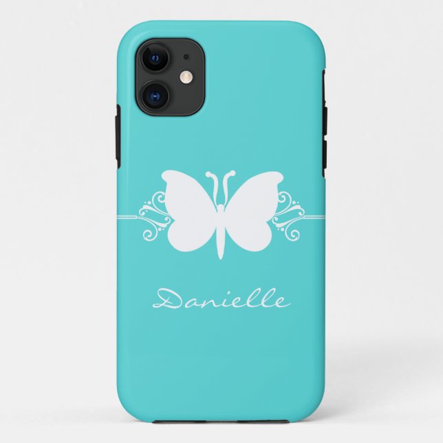 Coques Case-Mate iPhone Butterfly Swirl BT iPhone 5 Coque, Aqua (Dos)