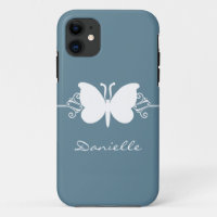 Butterfly Swirl BT iPhone 5 Coque, bleu