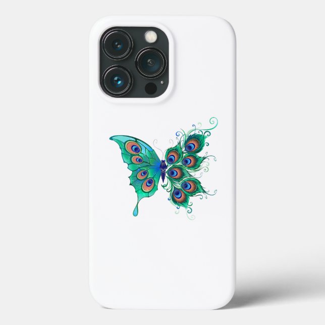 Coques Case-Mate iPhone Butterfly with Green Peacock Feathers (Verso)