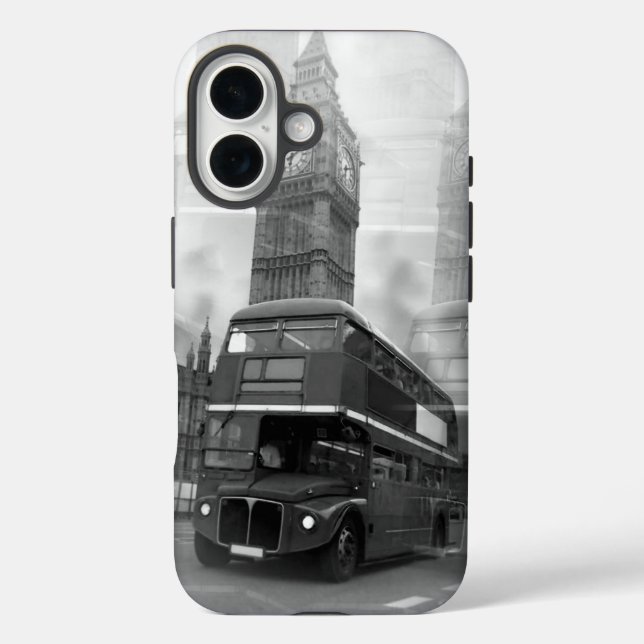 Coques Case-Mate iPhone BW Black & White London Bus & Big Ben (Verso)
