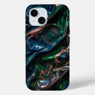 Coque Case-Mate iPhone Ca Dark Emerald Metallic Liquid Fluid Marble Télép