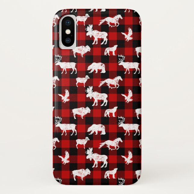 Coques Case-Mate iPhone Cabine Buffalo Plaid Lumberjack Check Rouge (Dos)