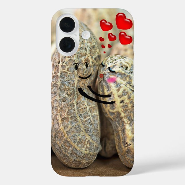 Coques Case-Mate iPhone Cacahuètes s'étreignant avec des cœurs rouges (Verso)