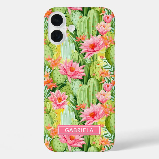 Coques Case-Mate iPhone Cactus Aquarelle Fleuris Personnalisés (Verso)