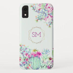 Case-Mate iPhone Case Cactus Aquarelle Succulente Monogramme géométrique