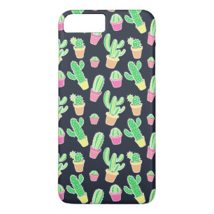 Coques Pour iPhone Cactus au néon d'aquarelle dans le motif de pots