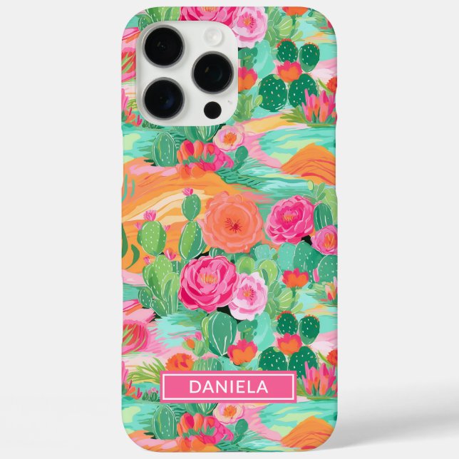 Coques Case-Mate iPhone Cactus de désert fleuris Personnalisé (Verso)