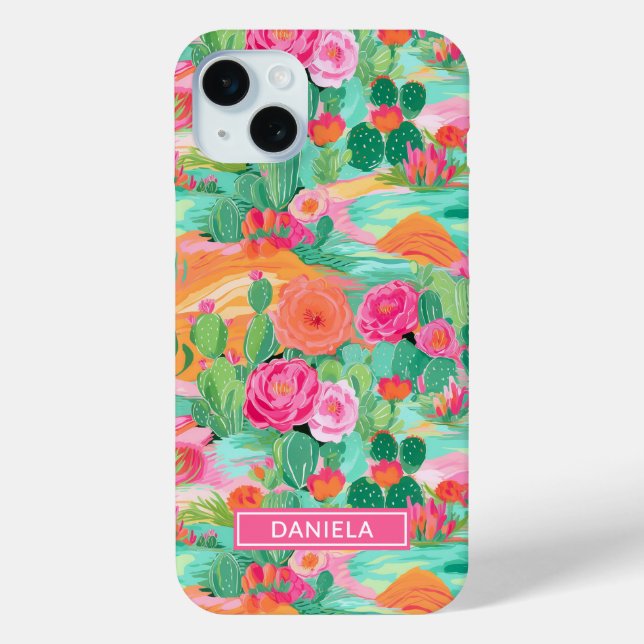 Coques Case-Mate iPhone Cactus de désert fleuris Personnalisé (Verso)