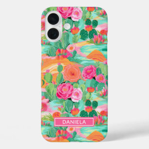 Coque Pour iPhone 16 Plus Cactus de désert fleuris Personnalisé