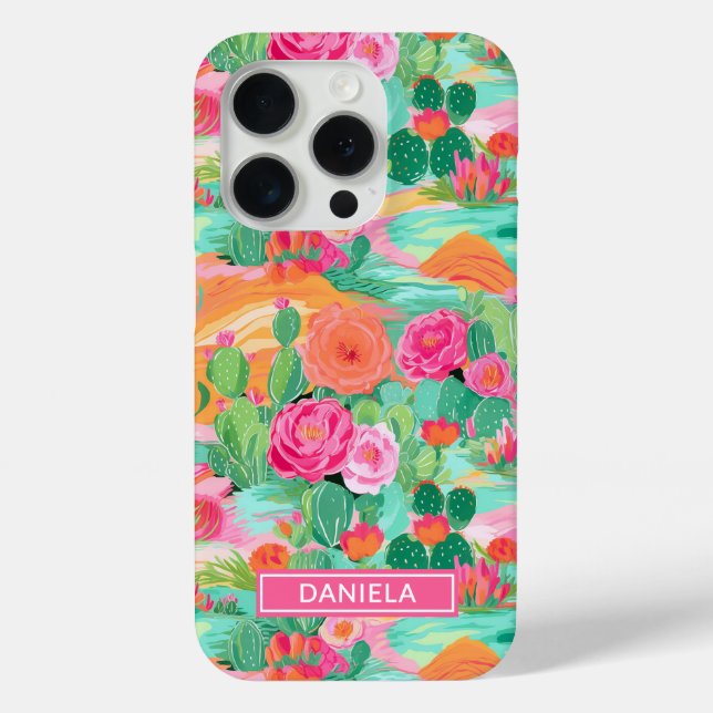 Coques Case-Mate iPhone Cactus de désert fleuris Personnalisé (Verso)