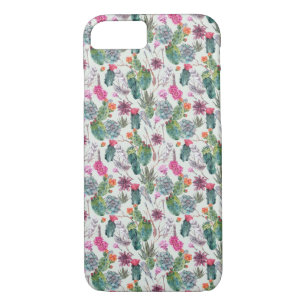 Coque iPhone 7 Cactus exotique d'aquarelle de Boho et motif