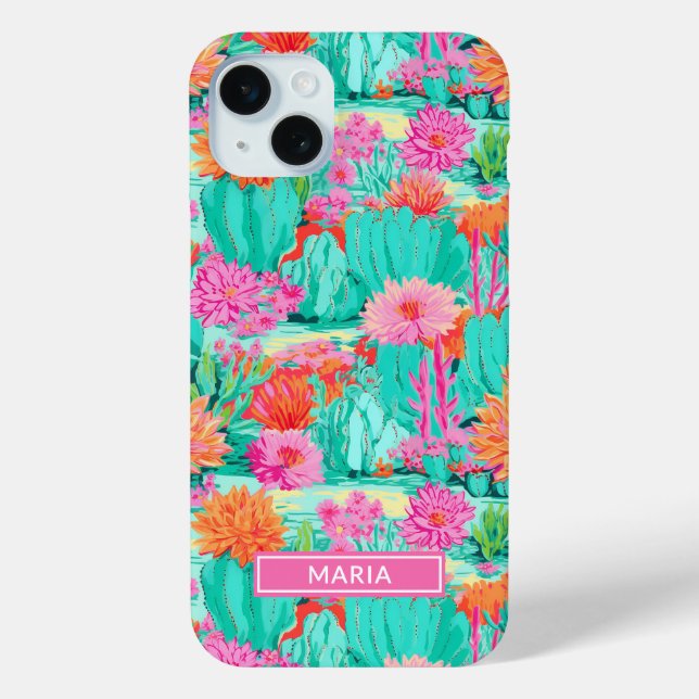 Coques Case-Mate iPhone Cactus Fleuris Modernes Personnalisés (Verso)